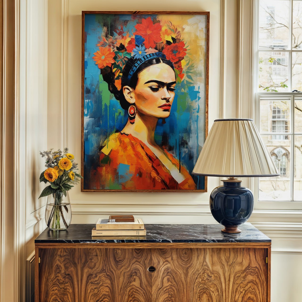 Colorful Frida Kahlo Portrait Print - Vibrant Wall Art