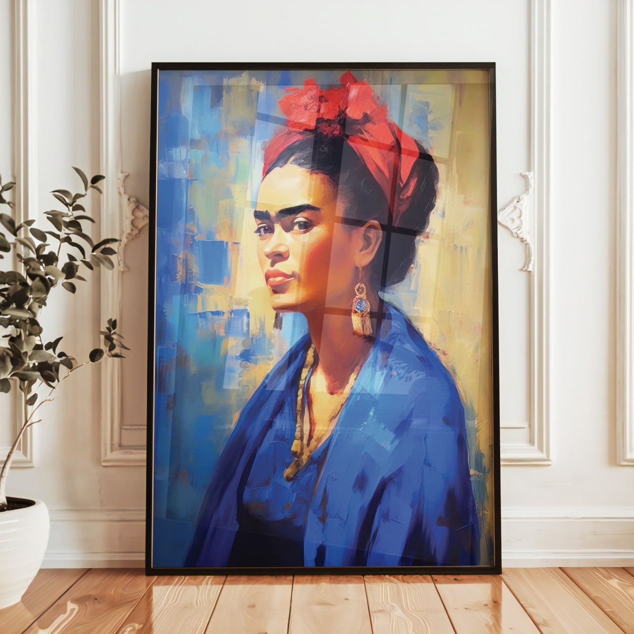 Frida Kahlo Blue Portrait Print | Vibrant Artistic Wall Art