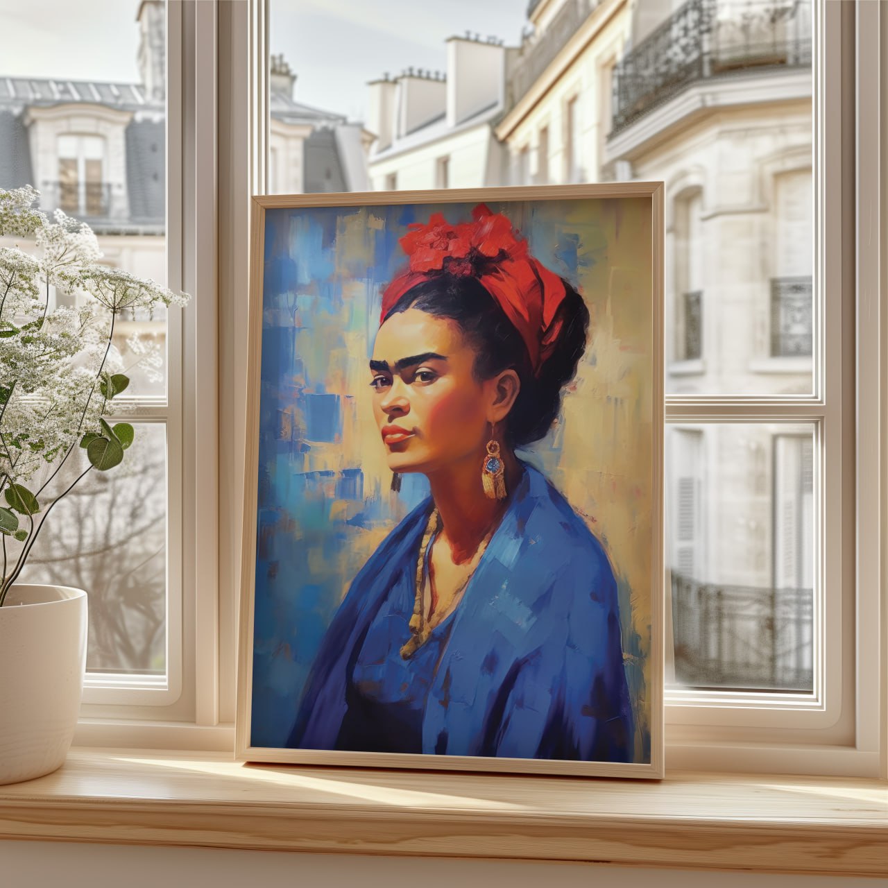 Frida Kahlo Blue Portrait Print | Vibrant Artistic Wall Art