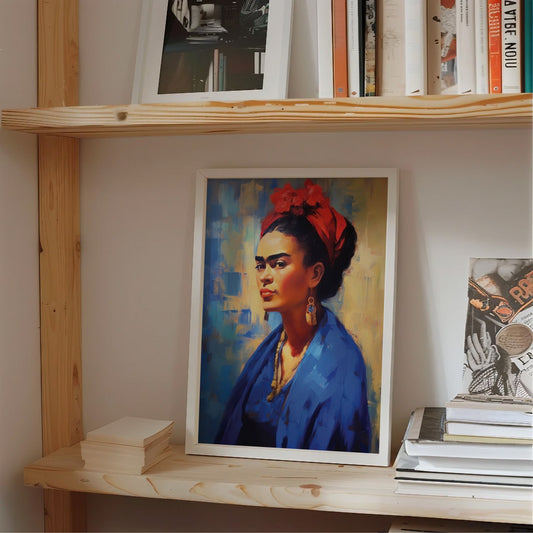 Frida Kahlo Blue Portrait Print | Vibrant Artistic Wall Art