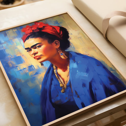 Frida Kahlo Blue Portrait Print | Vibrant Artistic Wall Art