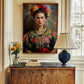 Frida Kahlo Floral Portrait Print - Colorful Wall Art