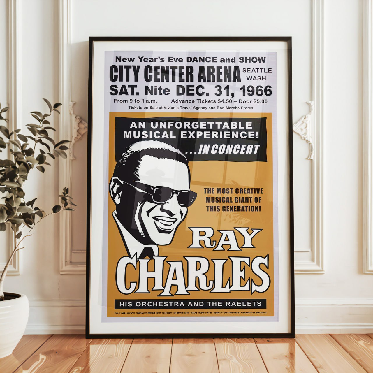 Ray Charles Vintage Concert Poster | Iconic Jazz Legends Wall Art