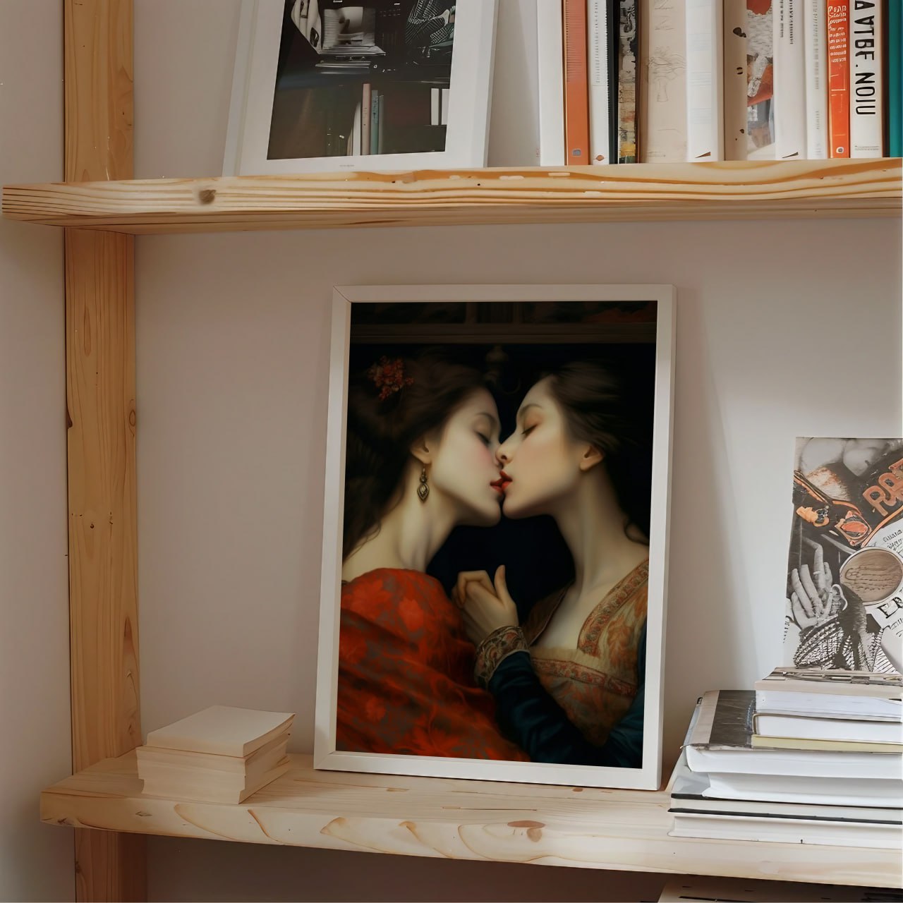 Sapphic Romantic Art | Lesbian Oil Painting Vintage Style