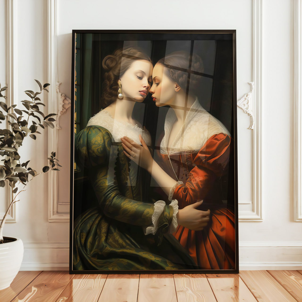 Romantic Lesbian Oil Painting | Classic Sapphic Art Print