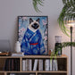 Japanese Cat Art Print | Blue Kimono Siamese Cat