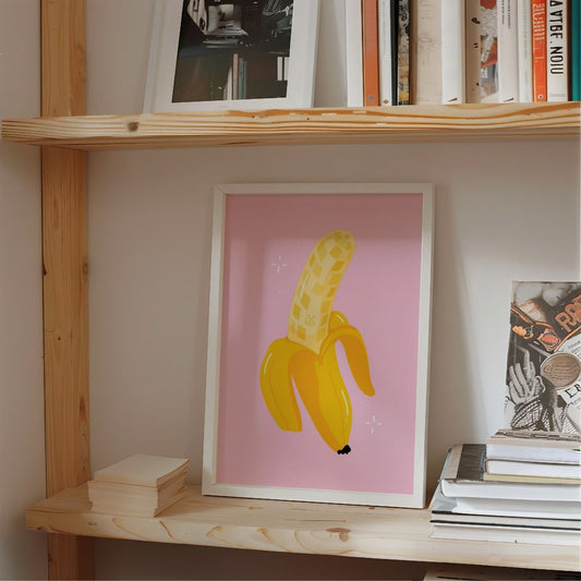 Pop Art Banana Poster- Pink Poster, 70's Art