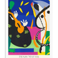 A colorful abstract artwork created with paper cut-outs, featuring bold geometric and organic shapes in bright blues, yellows, greens, and pinks. The composition includes abstract human forms, musical elements like a guitar, and expressive curved lines, arranged in a dynamic and rhythmic layout. The artwork conveys movement, energy, and modern artistic expression.

