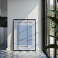 Framed poster titled 'Stroke After Stroke' in a modern kitchen setting